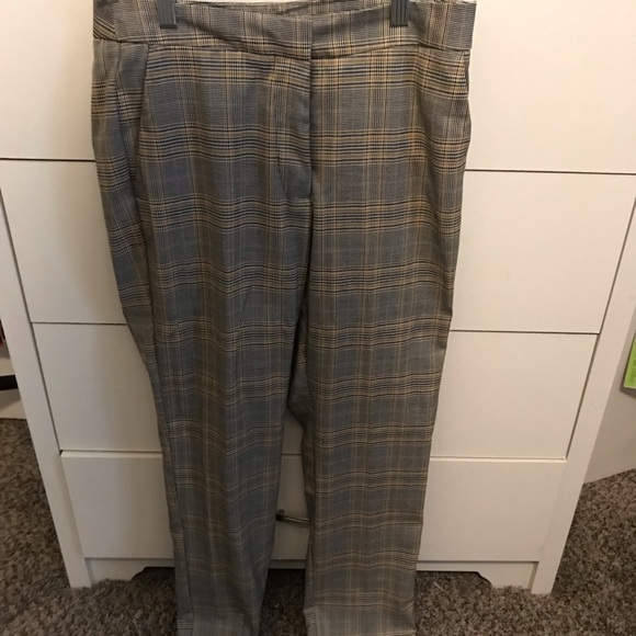 yellow plaid pants zara